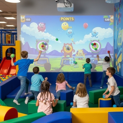 Buen precio Juego Dinámico de Lanzamiento de Bolas Proyección Interactiva de Pared Convierte cualquier Pared en un Parque de Juegos Digital en línea