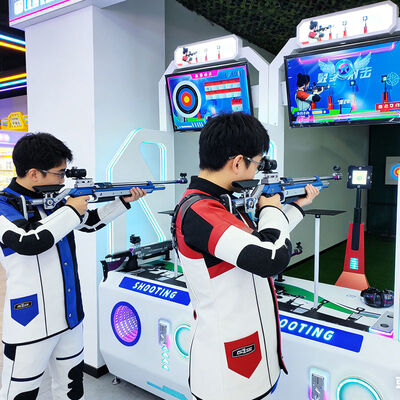 Calidad Interactivo Simulador de juego de tiro de armas para dos jugadores para entretenimiento en arcade y patio de recreo. fábrica