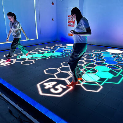 Calidad Juego de piso LED interactivo de Aurora Motion con P3.91 Pitch de píxeles, 6 juegos seleccionables y pantalla grande de 86 pulgadas Fábrica